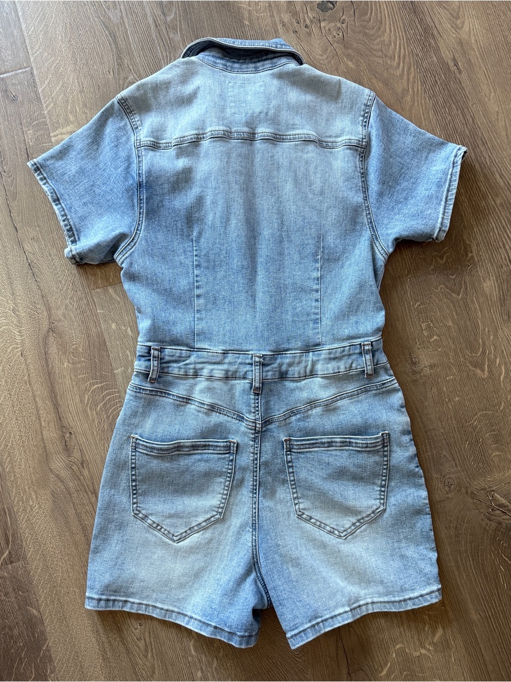 Altar'd State Light Wash Denim Short Sleeve Romper size small - Picture 6 of 13